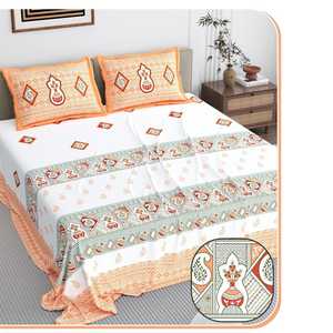 Stylish Quality Cotton 3 PCS Bedsheet Set Solid Floral Print Classic Style <b>Comfortable</b> and Great for Gifting - Product Image 1