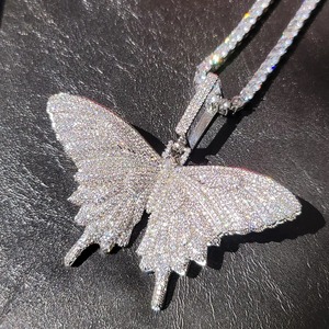 Moissanite Diamond Butterfly Necklace With Tennis <b>Chain</b> Hip Hop Jewelry Iced Out Butterfly Pendant Excellent Cut Gift for Her - Product Image 5