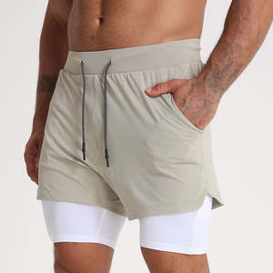 Short de musculation 2 en 1 Short de sport pour homme Active Wear Short de gymnastique à séchage rapide pour homme avec poche zippée - Product Image 6