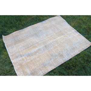 Rug, 3.3x4.3 ft Turkish Rug, <b>Brown</b> Camouflage Rug <b>Wool</b> - Product Image 3