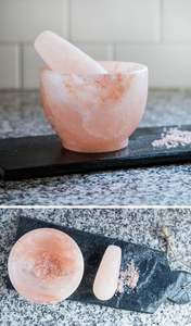Pilon à mortier de sel rose de l'Himalaya de qualité supérieure le plus vendu Style de fleur d'ivoire Sel sain Fabriqué Artisanat naturel - Product Image 5