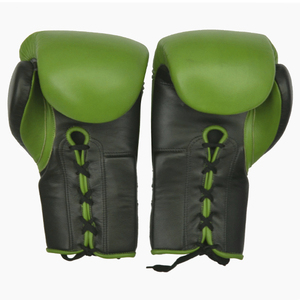Gants de boxe d'arts martiaux lacés en cuir véritable pour hommes et femmes avec évacuation de l'humidité pour MMA Kickboxing Muay Thai Training - Product Image 3