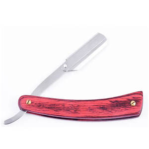 Maquinilla de afeitar de seguridad desechable con mango de madera multisombra, maquinilla de afeitar recta de hoja única carmín para afeitado facial y corporal - Product Image 1