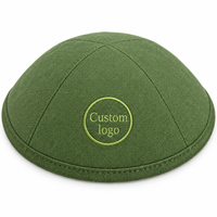 Op maat gemaakte groene linnen kippa, Joodse kippot, yarmulke, gepersonaliseerd logo borduurwerk, bedrukte voering voor bruiloft, bar mitswa, judaica