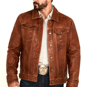 เสื้อแจ็กเก็ตหนังสไตล์ลำลองของผู้ชายผ้าแคนวาสสำหรับหน้าหนาวแจ็กเก็ตหนัง100% อินเทรนด์ใหม่ฤดูใบไม้ร่วง - Product Image 4