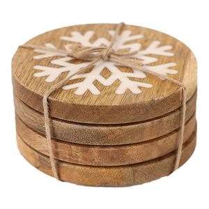 แผ่นรองแก้วไม้ธีมซานต้าแบบชนบทสำหรับใช้ในบ้านและโต๊ะ - Product Image 4