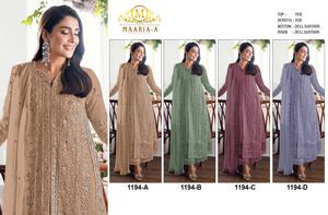 Nouvelle collection de costumes pakistanais en faux georgette lourd avec broderie et travail de séquence, costumes pakistanais de créateurs - Product Image 5