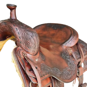 AHRAN Industries Sillín de equitación multiusos Relleno transpirable Ajuste seguro Diseño occidental elegante Árbol de madera de cuero genuino - Product Image 2