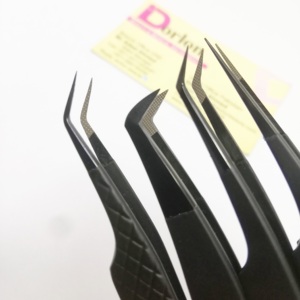 Herramientas de belleza para pestañas Puntas de plasma negro con pinzas recubiertas de color negro mate Punta de fibra de logotipo privado Pinzas de extensión de pestañas. - Product Image 2