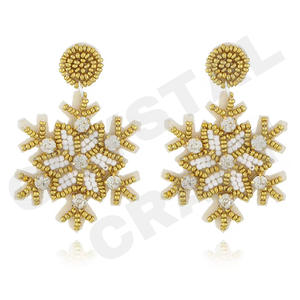 Boucles d'oreilles en perles de football de style vintage pour femmes patriotique Orange blanc bleu couleur tissu pour le jour du souvenir de mariage - Product Image 3