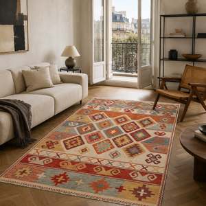 Tapis lavable tribal RWK3052 Fethiye Amber de Rug Weavers, chenille lavable, 10 tailles, vente en gros et dropshipping - Product Image 5
