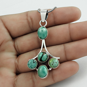 Bijoux de pierre de naissance de décembre en argent sterling 925 en forme de coussin de pierre précieuse turquoise naturelle pendentif unique prix de gros fournisseur - Product Image 1