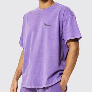 Ensemble de t-shirts pour hommes en coton 100% de qualité supérieure, poids lourd, 300 g/m², surdimensionné, uni, motif en molleton, design imprimé, streetwear, 220 grammes - Product Image 2