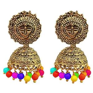 Kriaa antiguo chapado en oro Multi Beads Jhumki pendientes colgantes 1311530G accesorio de moda - Product Image 1
