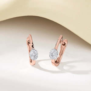 Pendientes de Aro con Perla y Diamante Solitario en Oro Rosa para Mujer, Chapados en Rodio y Platino - Product Image 1