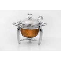 Nouveau chauffe-plats de service argent or, serveur de buffet en acier inoxydable, chauffe-plats avec plateau à couvercle parfait pour la restauration