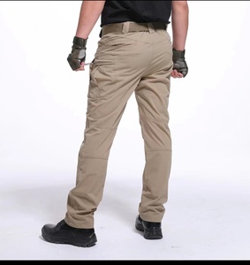 Pantalones cargo de trabajo informales para hombre de talla grande personalizados cintura tela de algodón cremallera decoraciones otoño - Product Image 3