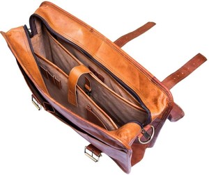 World Craft Impex 100% Genuine Leather 15 Inch Double Strip Messenger Bag Super Quality <b>Laptop</b> <b>Covers</b> 100% Genuine <b>Laptop</b> <b>Covers</b> - Product Image 6