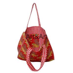Grand sac fourre-tout en coton matelassé bohème pour femmes, tendance estivale, imprimé floral personnalisé, sac de shopping, sac de voyage, sac à main, sac en gros - Product Image 4