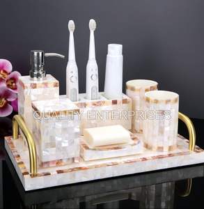 Lujosos accesorios de baño de madreperla, venta al por mayor, juego de baño con incrustaciones de concha hechas a mano para decoración del hogar - Product Image 5