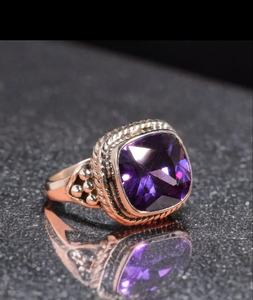 Anillo de Amatista con Cojín Hecho a Mano, Plata de Ley 925, Joyería, Regalo de Piedra Natal de Febrero para Mujer - Product Image 4