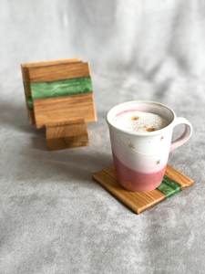 Wholesale Resin and Wood Stone Coasters Custom Shape Drink <b>Mats</b> with <b>Blue</b> & Red Resin Design for Modern <b>Table</b> Decor, Homes, - Product Image 3