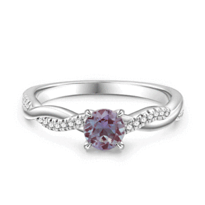 Anillo Jeulia Twist Alexandrite, Corte Redondo, Plata de Ley, Anillo de Cristal - Product Image 1