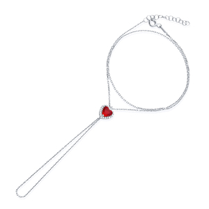 Corazón diseño granate CZ piedra plata esterlina esclavo pulsera mujer joyería fina venta al por mayor joyería hecha a mano - Product Image 5