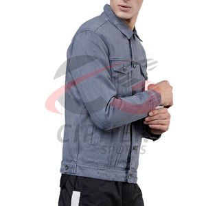 แจ็กเก็ตผ้ายีนส์ผ้าฝ้ายทอลายทแยงแจ็กเก็ตซักได้ซิปด้านหน้าออกแบบได้ตามต้องการล่าสุด - Product Image 4