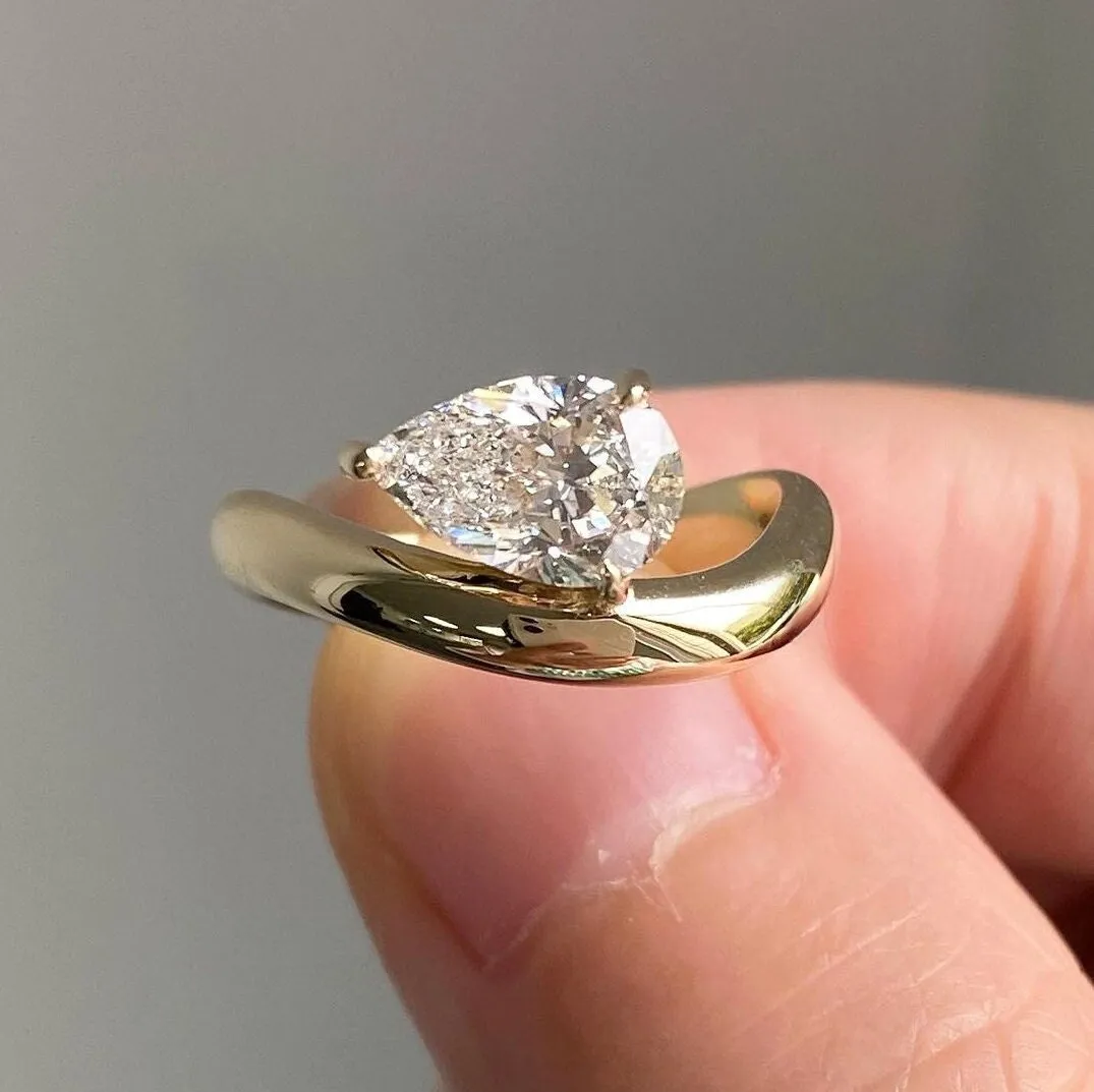 10x7 MM taglio pera Lab Groen diamante anello anniversario gioielli produttori di gioielli con diamanti in USA produttore di gioielli in india