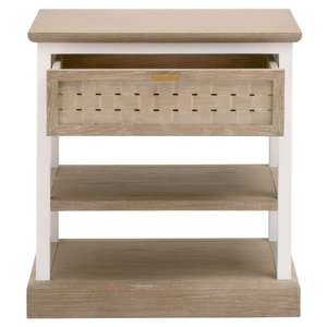 Mesita de Noche Moderna para Dormitorio, Estilo Tradicional, Madera Maciza de Mango y Roble, Acabado en Dos Tonos, Mueble de Sala de Estar con Función de Almacenamiento - Product Image 5