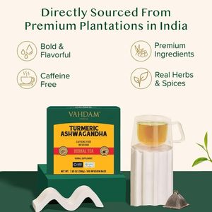 VAHDAM, Turmeric Ashwagandha Herbal <b>Tea</b> Bags (100 Count) - Product Image 5