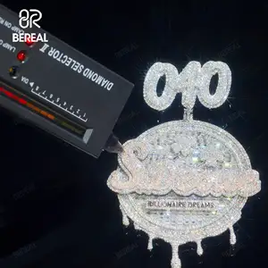 Custom Pass Diamond Tester ghiacciato VVS Baguette Moissanite argento 10K oro Hip Hop nome catena ciondolo di alta gioielleria uomo
