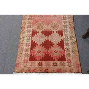 Tapis en laine turque rouge vintage 28x11.9ft tissage plat Patchwork Design pour décorations de salon ou utilisation de voiture avec support en latex - Product Image 4