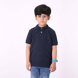 Summer Season 100% Combed Cotton Pique 220 Gsm Custom Embroidered Logo Short Sleeves <b>Black</b> Kids <b>Polo</b> <b>Shirt</b> - Product Image 1