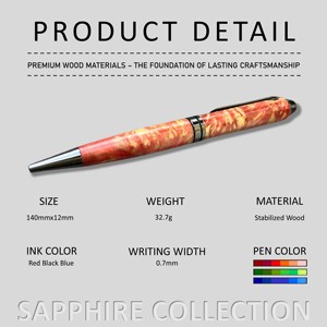 Collection Saphir : Stylo à bille artisanal avec corps en résine vert-rouge-bleu, cadeau de retraite, de remise de diplôme, fabriqué au Vietnam - Product Image 2