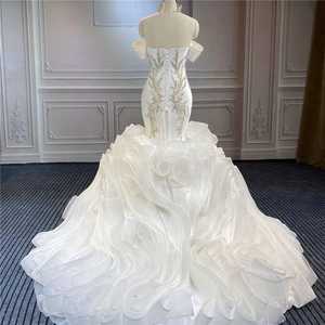 Robe longue blanche A-Line pour les fêtes de fin d'année-Robe de mariée lourde élégante et magnifiquement conçue pour le mariage - Product Image 4