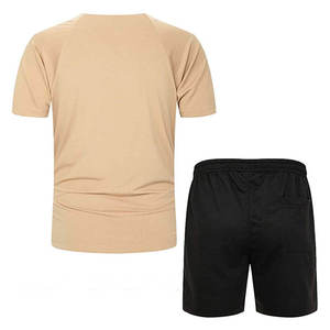 Conjunto de Camiseta y Pantalones Cortos de Verano para Hombre, Estilo Casual, Transpirable, Diseño Sólido para Uso Diario, Hecho de Algodón Cómodo - Product Image 2