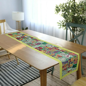 Chemin de table en coton brodé vintage indien traditionnel fait à la main, décoration de mariage, décoration murale, tapisserie - Product Image 1