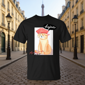 Camiseta Cat In Paris, diseño gráfico negro, unisex, talla para adultos - Product Image 3