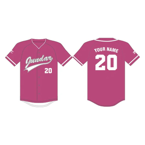 Custom <b>Pink</b> Striped Baseball Jersey with Number 20 and Name Personalization for Adults Unisex Breathable Polyester Sportswear - Product Image 3