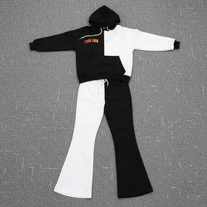 Survêtement de qualité supérieure avec logo brodé personnalisé, streetwear d'hiver pour femmes, sweat-shirt ample, pantalon baggy, 100% coton, couleur unie, respirant - Product Image 1