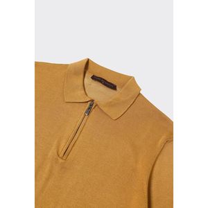 Maglione lavorato a maglia in cotone da uomo con collo a Polo con cerniera
