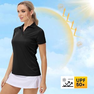 <b>Women's</b> <b>Black</b> Short Sleeve <b>Polo</b> <b>Shirt</b> Solid Color Pique Fabric Casual Style Regular Length 100% Polyester - Product Image 3