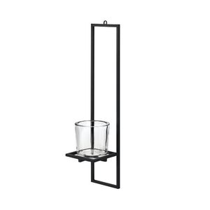 Bougeoir mural moderne en fer noir, support de bougie en verre de luxe, décoration de cheminée pour la maison, mariage, applique rectangulaire - Product Image 3