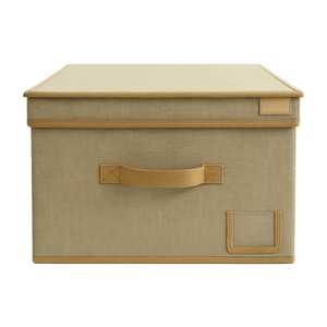 Maxi scatola Organizer armadio 50x40x25 cm tessuto Beige pieghevole con coperchio e maniglia contenitore salvaspazio - Product Image 1