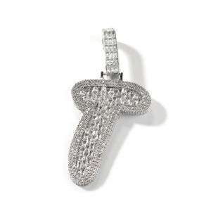 จี้เพชรรูปตัวอักษรประดับเพชรสำหรับผู้ชายชุบทองคำขาว14K ประดับเพชรแบบฮิปฮอป - Product Image 3