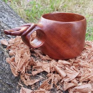 Taza de madera Natural 100% para cerveza y Artículos de bar y mesa con asa Taza de cerveza Taza de café hecha a mano - Product Image 1