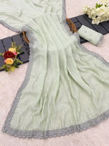 ส่าหรีผ้าไหมนุ่มดีไซเนอร์พร้อมซับในและงาน zari พร้อมด้วยงานหินด้วยมือส่าหรีสวมใส่ในงานแต่งงานส่าหรีนักออกแบบงานปาร์ตี้ส่าหรี - Product Image 6