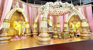 Marvelous Indian Marriage Double Pole Mandap Best Mughal Theme Dual Pole Wedding Mandap Decoration Trending Mandap Stage Set Reino Unido - Product Image 3